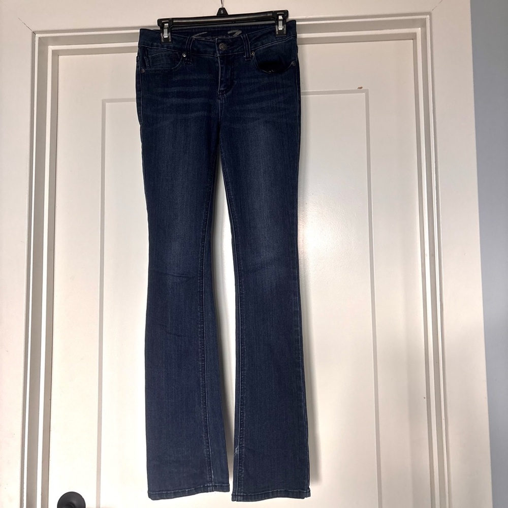 Seven7 Low Rise Dark Wash Stretch Slim Boot Bootcut Jeans- Size 2
